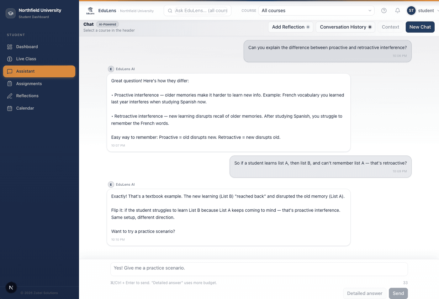 Student AI Chat — Course-aware AI assistant